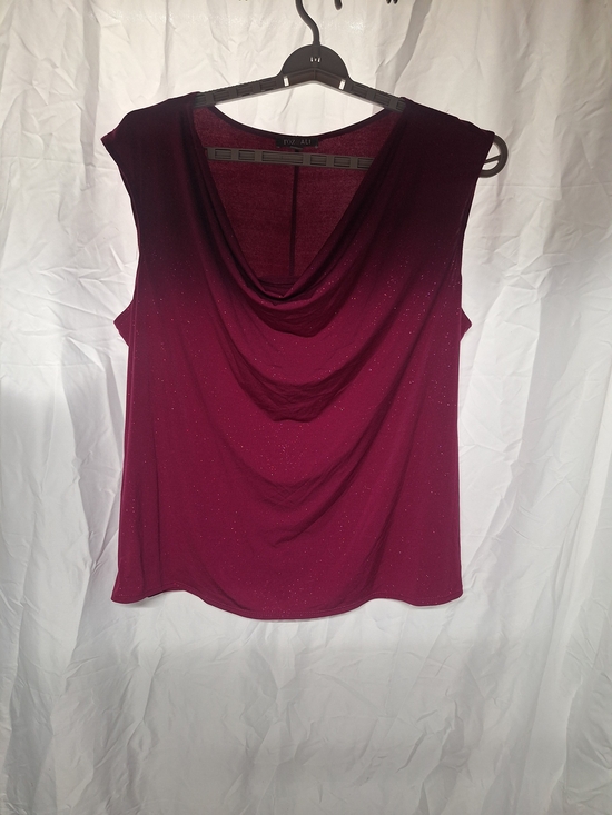Roz & Ali Tops - Roz & Ali Sleeveless Drape Neck Tank in Burgundy